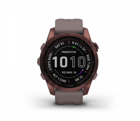 Garmin Fenix 7S Sapphire Solar Watch - Dark Bronze Titanium with Shale Grey Band