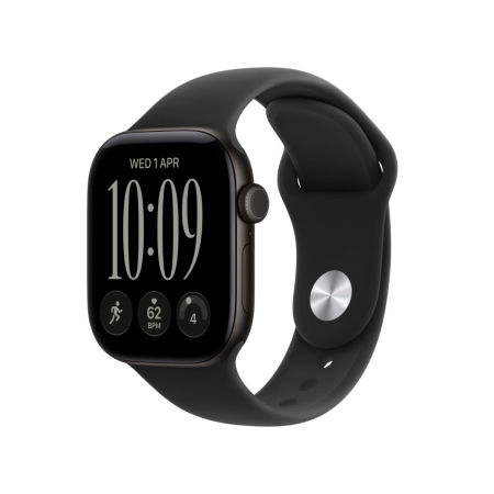 Apple - Watch Series 12 GPS + Cellular 42mm Black Aluminium Case w Black Sport Band - M/L