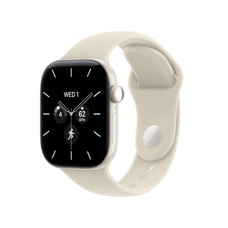 Apple - Watch Series 12 GPS + Cellular 42mm Pearl White Ceramic Case w Sand Sport Band - M/L