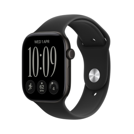 Apple - Watch Series 12 GPS + Cellular 46mm Black Aluminium Case w Black Sport Band - S/M