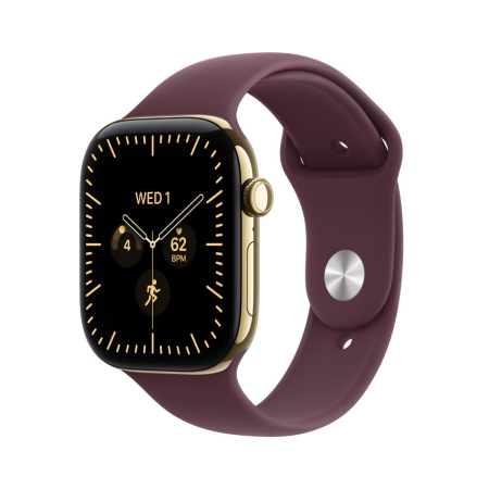 Apple - Watch Series 12 GPS + Cellular 46mm Radiant Gold Titanium Case w Burgundy Sport Band - S/M