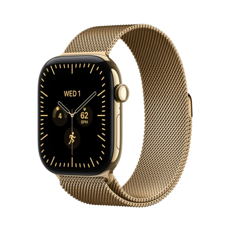 Apple - Watch Series 12 GPS + Cellular 46mm Radiant Gold Titanium Case w Radiant Gold Milanese Loop - S/M
