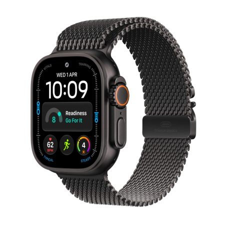 Apple - Watch Ultra 4 GPS + Cellular 49mm Black Titanium Case w Black Titanium Milanese Loop - S