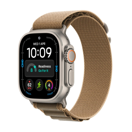 Apple - Watch Ultra 4 GPS + Cellular 49mm Natural Titanium Case w Desert Alpine Loop - L