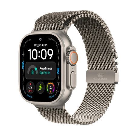 Apple - Watch Ultra 4 GPS + Cellular 49mm Natural Titanium Case w Natural Titanium Milanese Loop - M
