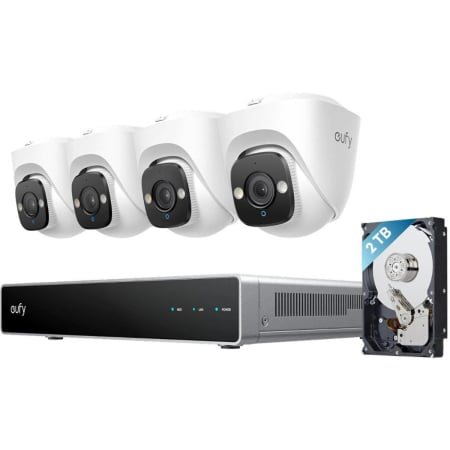 eufy - E41 NVR PoE 24/7 Security System with 4 Turret Security Cameras