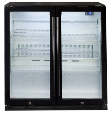 Artusi - 190L Outdoor Bar Fridge w/ Double Glass Doors - Black