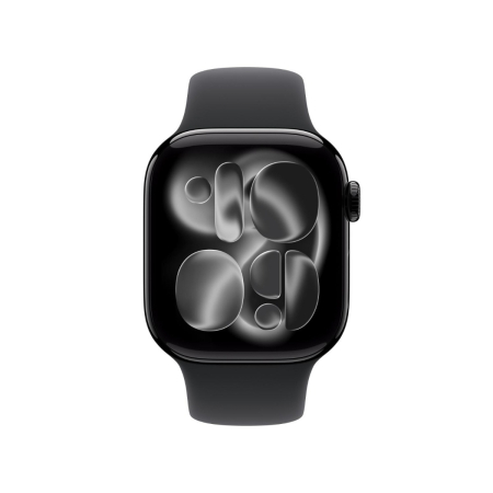 Apple - Watch Series 11 GPS + Cellular 42mm Jet Black Aluminium Case w Black Sport Band - S/M