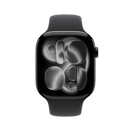 Apple - Watch Series 11 GPS 46mm Jet Black Aluminium Case w Black Sport Band - S/M