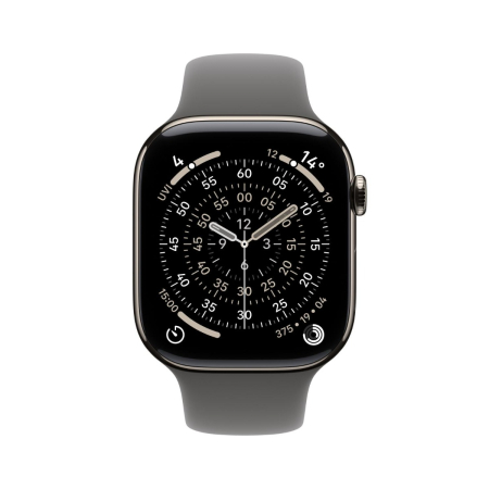 Apple - Watch Series 11 GPS + Cellular 46mm Natural Titanium Case w Stone Grey Sport Band - S/M