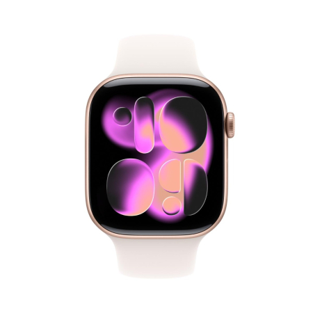 Apple - Watch Series 11 GPS + Cellular 46mm Rose Gold Aluminium Case w Light Blush Sport Band - M/L