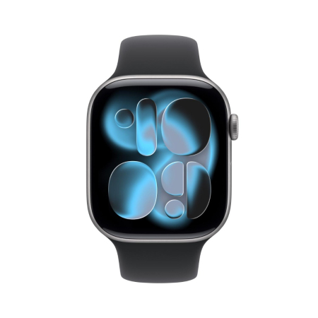Apple - Watch Series 11 GPS + Cellular 46mm Space Grey Aluminium Case w Black Sport Band - S/M