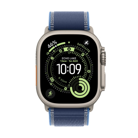 Apple - Watch Ultra 3 GPS + Cellular 49mm Natural Titanium Case w Blue/Bright Blue Trail Loop - S/M