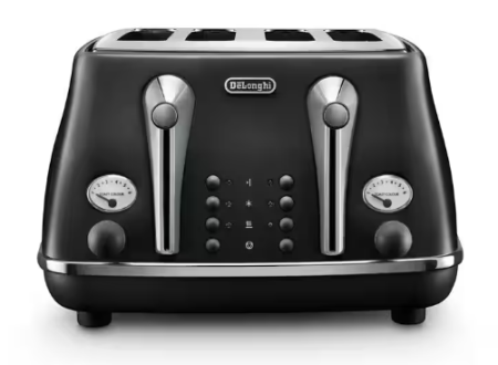 Delonghi - 4 Slice Icona Capitals Toaster - Edinburg Black