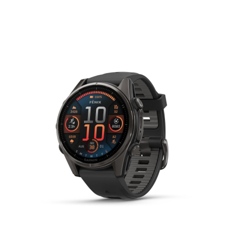 Garmin - 43mm fenix 8 AMOLED Sapphire - Carbon Grey Titanium with Pebble Grey Band