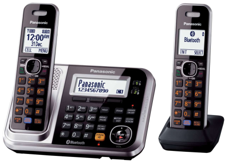 Panasonic - 2 Handset Cordless Phone - Black
