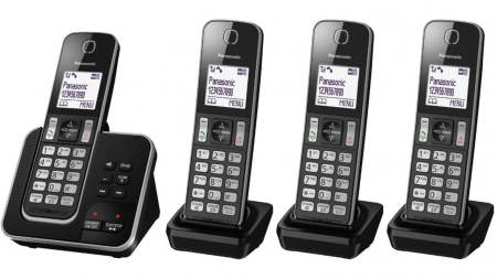 Panasonic 4 Handset Digital Cordless Phone and Answering System - Black