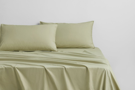 Sheridan - Bayley Washed Percale Queen Sheet Set 40cm - Soft Fern