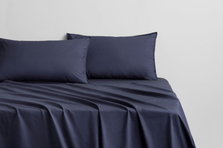 Sheridan - Bayley Washed Percale King Sheet Set 40cm - Deep Sea