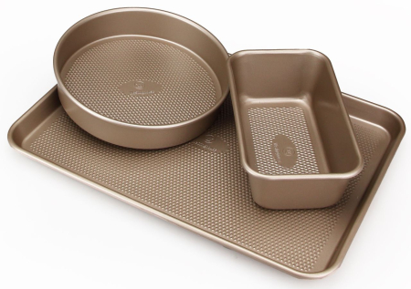 Westinghouse - Baking Set - Gold, 9.5" Loaf pan, 9.5" Rnd cake pan, 17.5" Cookie sheet